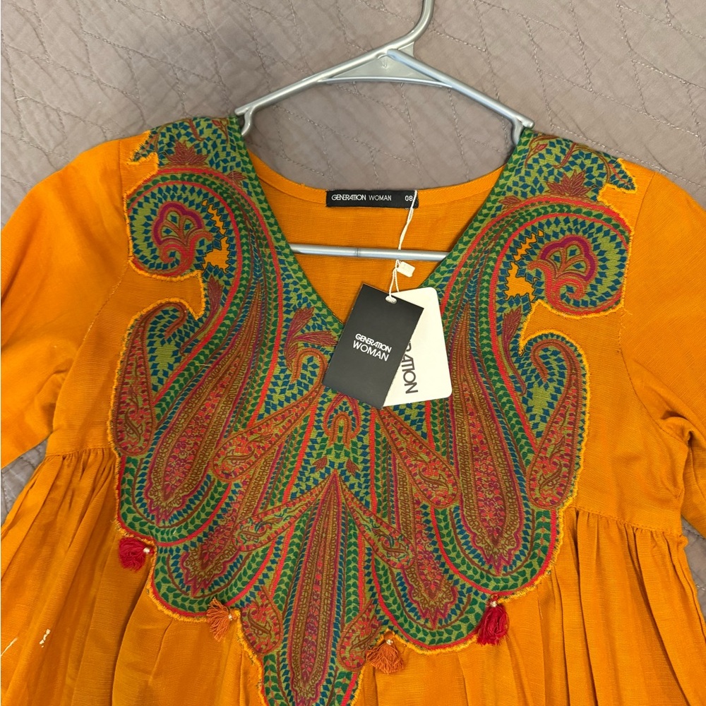 Orange Embroidered Dress